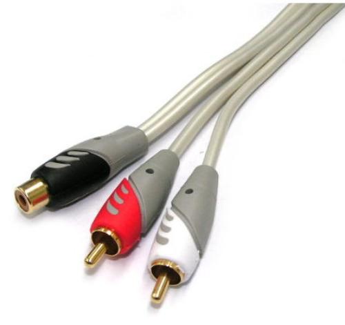 1RCA Jack to 2RCA Plug Cable 3m